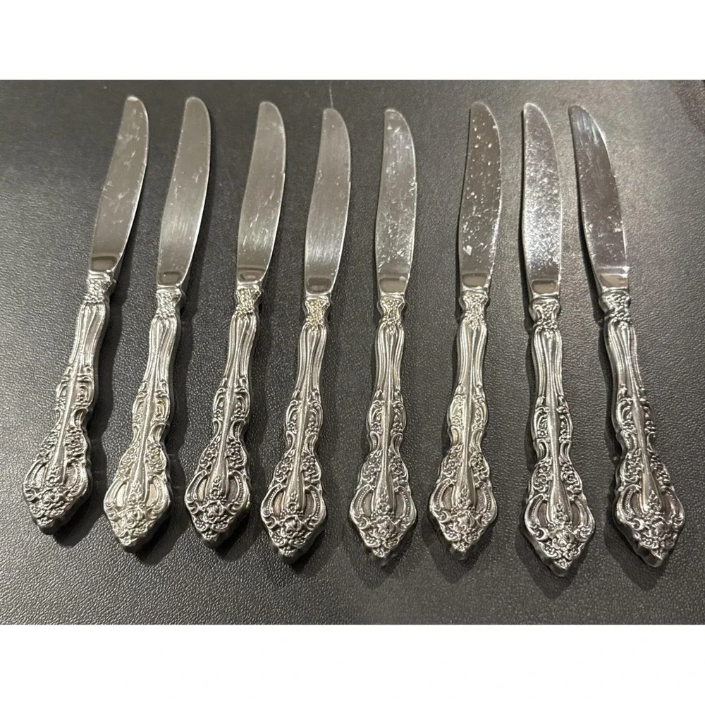 Oneida Michelangelo Heirloom Cube Dinner Knife Set Of 8 Stainless‎ Flatware